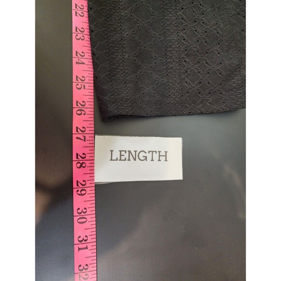 Women XXL Black Beige Shirt V-Neck Eyelet Embroided Petal Sleeve Boho Beach Chic - Picture 12 of 12